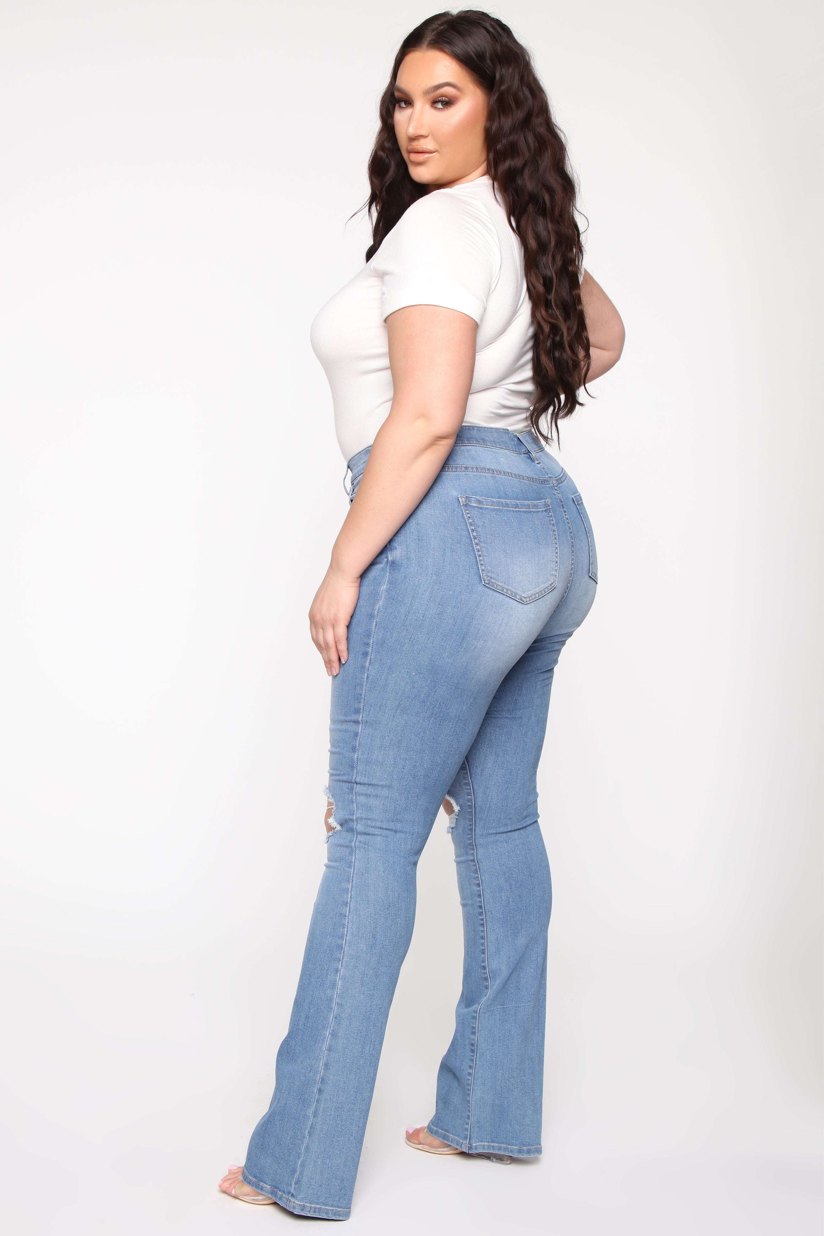 Jessie Mid Rise Distressed Bootcut Jean - Light Blue Wash Ins Street