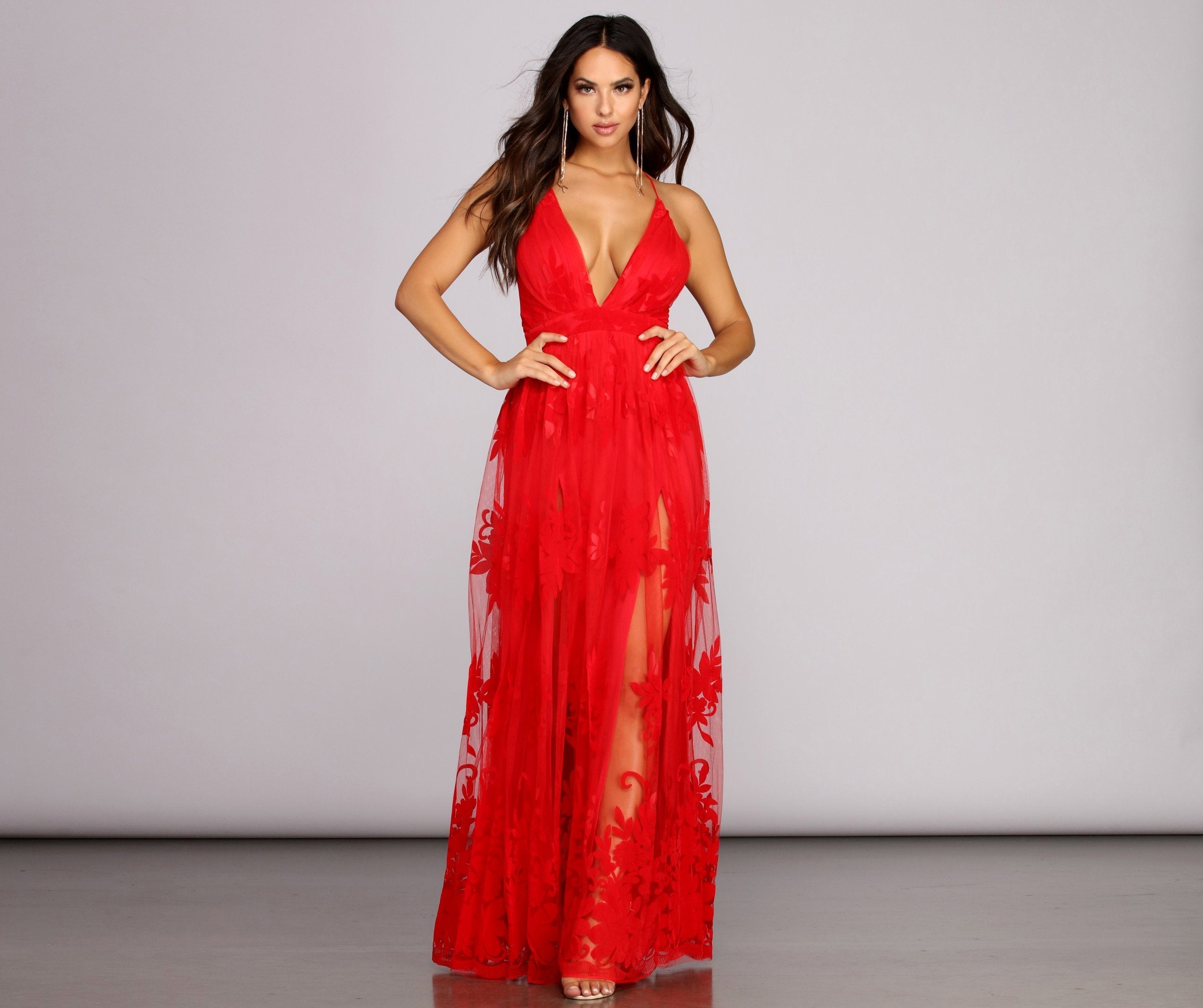 Morgan – Formelles Kleid aus beflocktem Samt