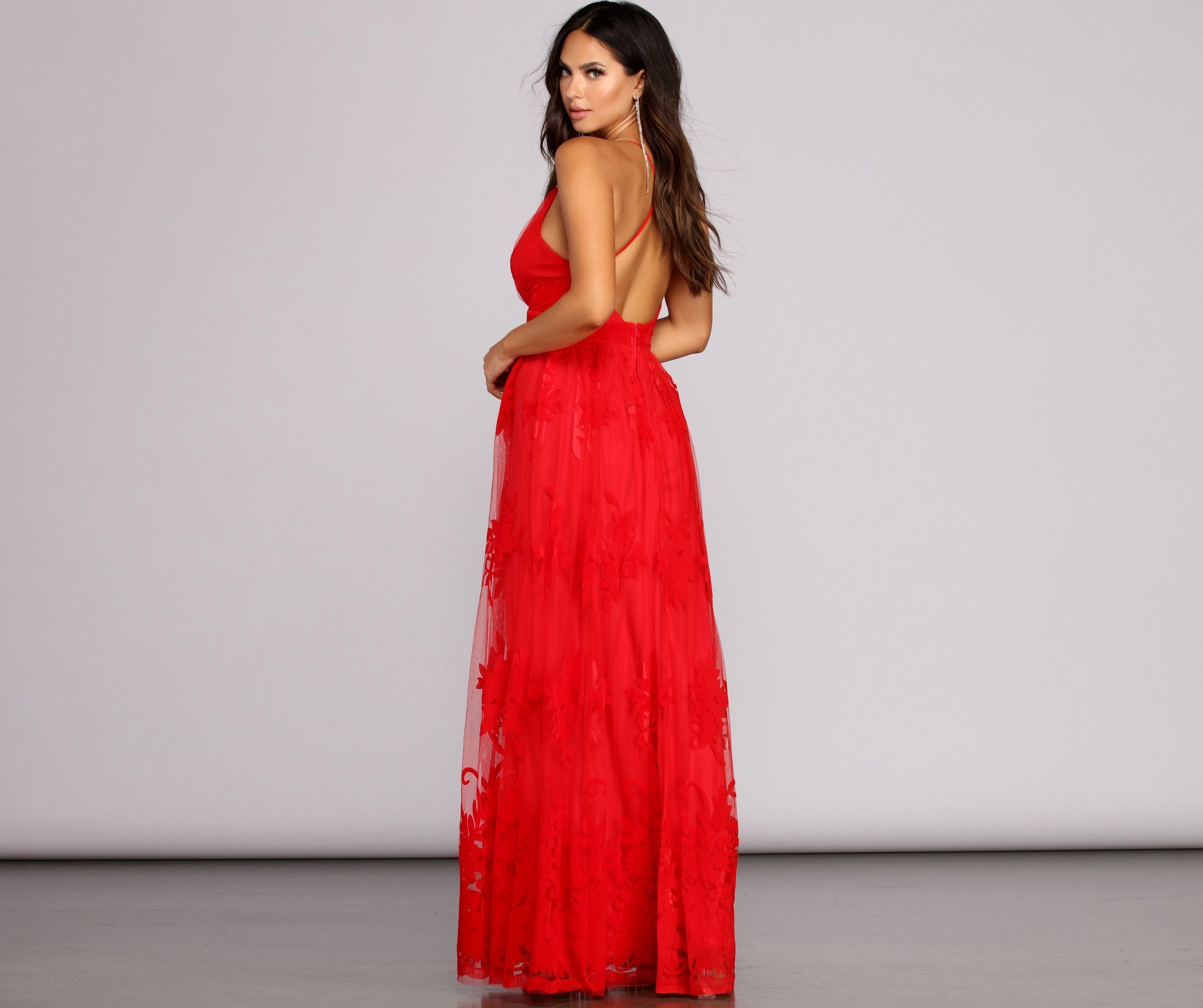 Morgan – Formelles Kleid aus beflocktem Samt