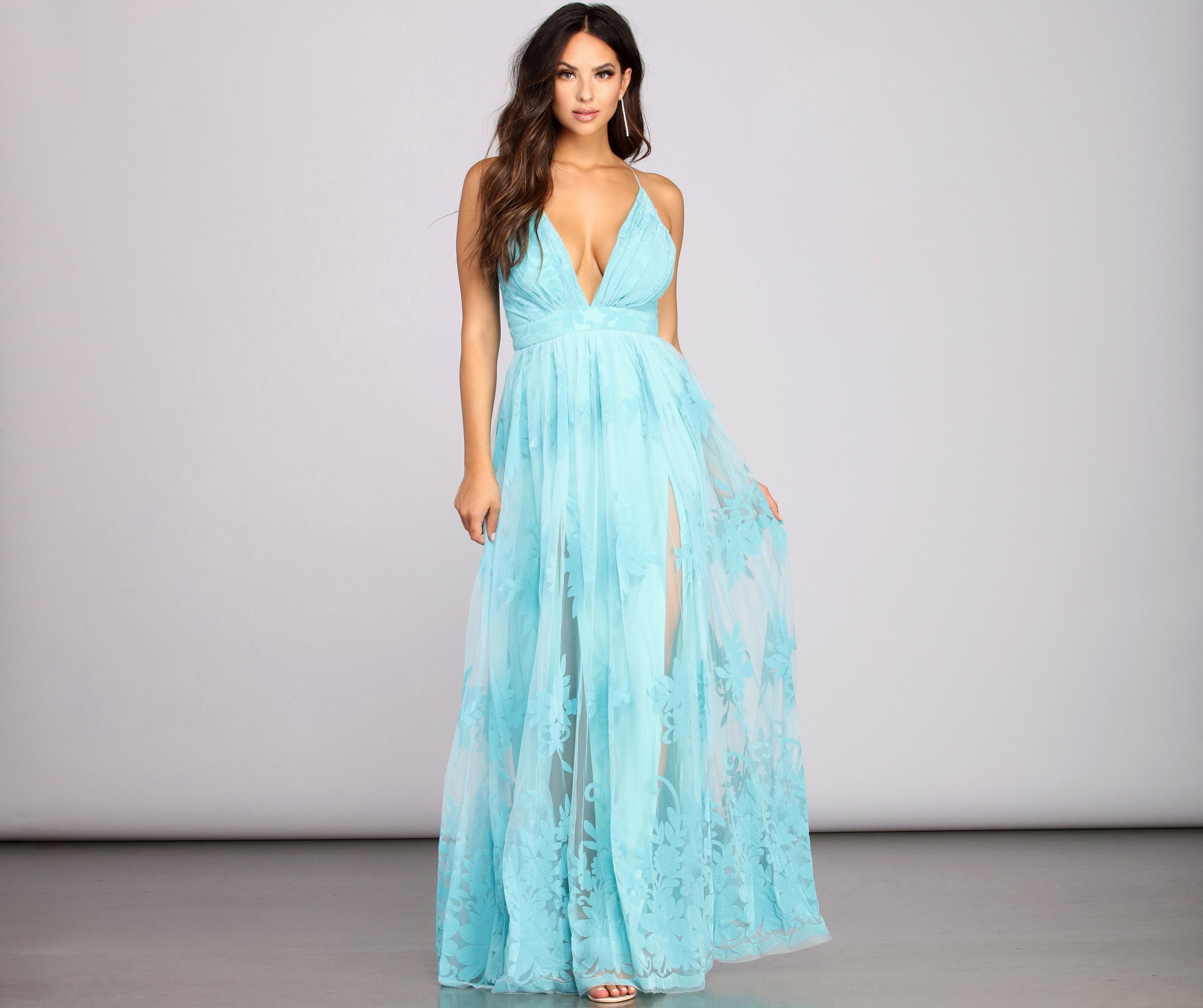 Morgan – Formelles Kleid aus beflocktem Samt