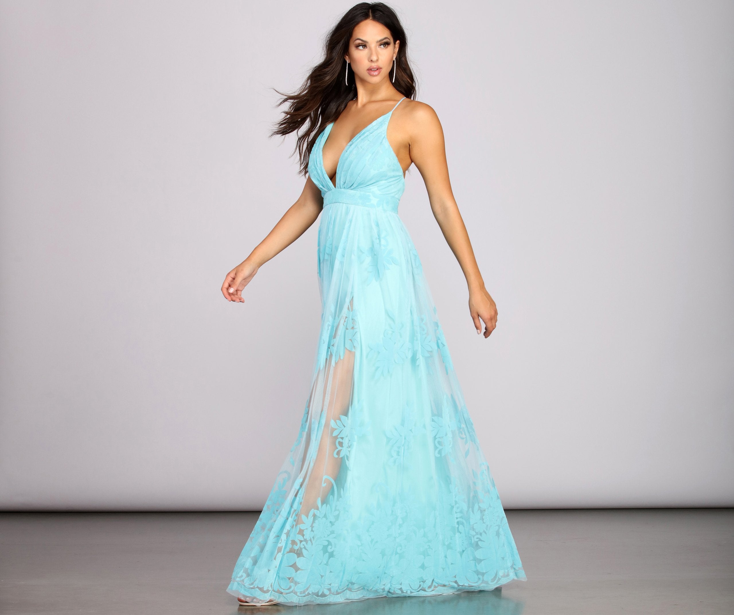 Morgan – Formelles Kleid aus beflocktem Samt