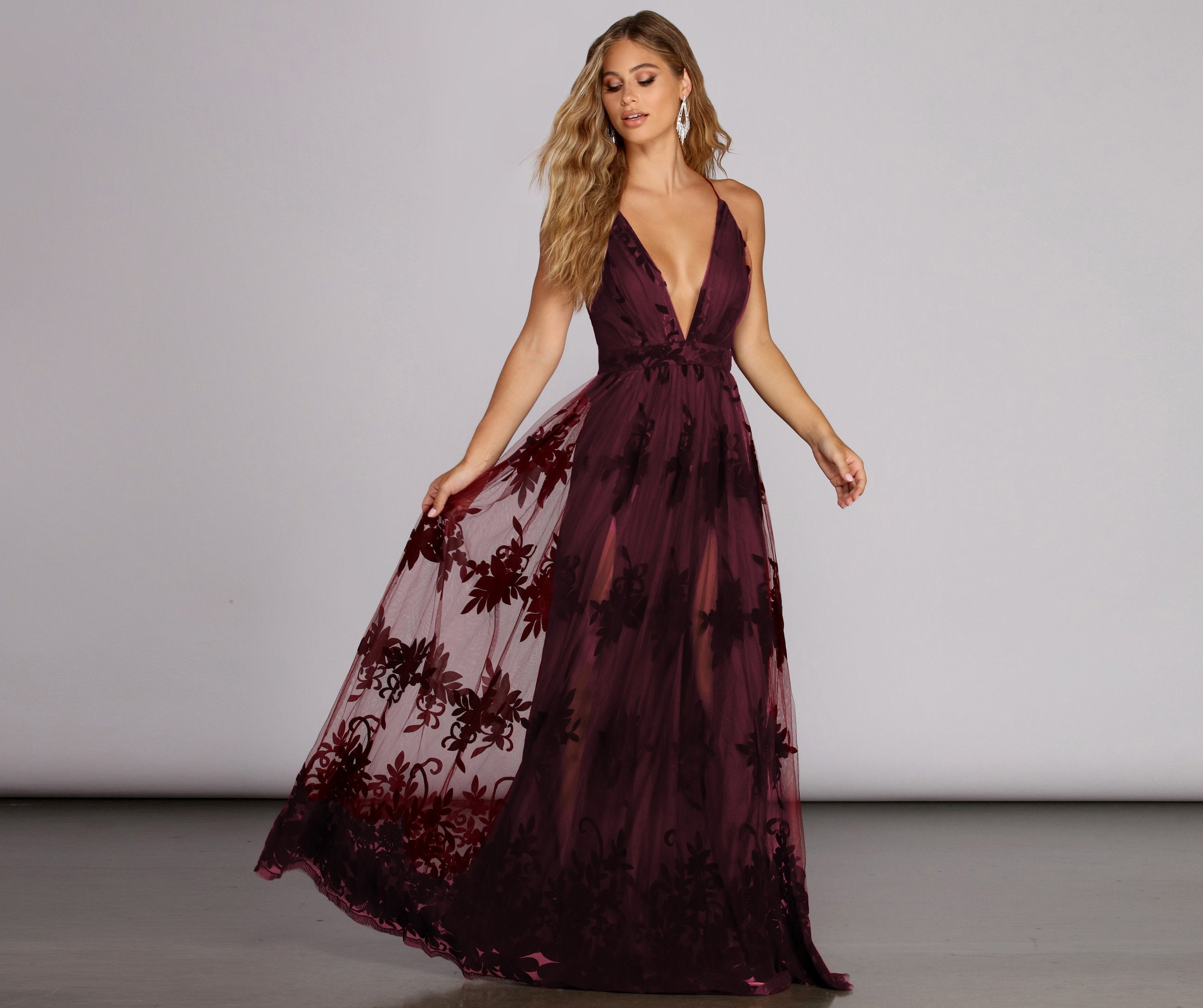 Morgan – Formelles Kleid aus beflocktem Samt