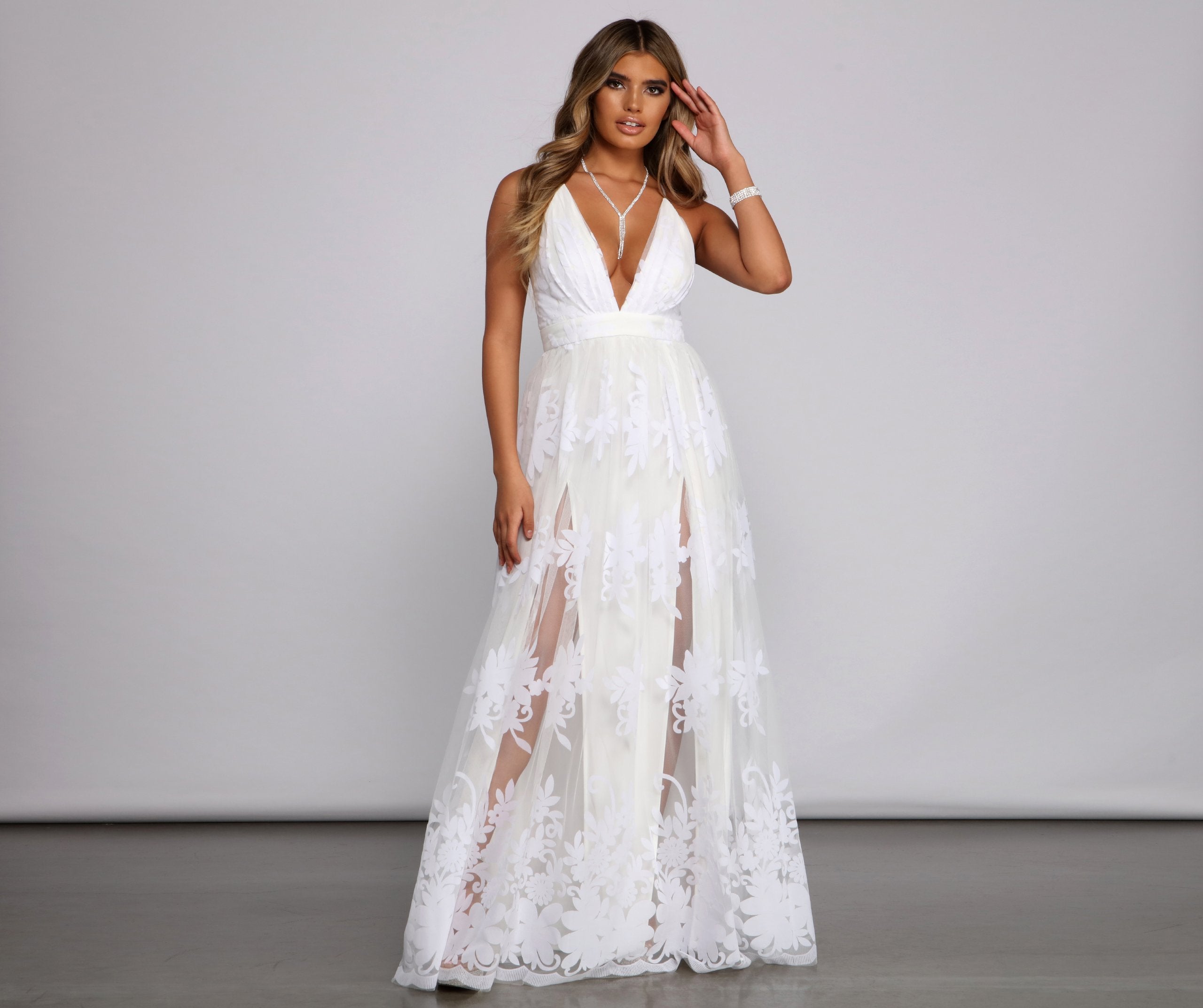 Morgan – Formelles Kleid aus beflocktem Samt