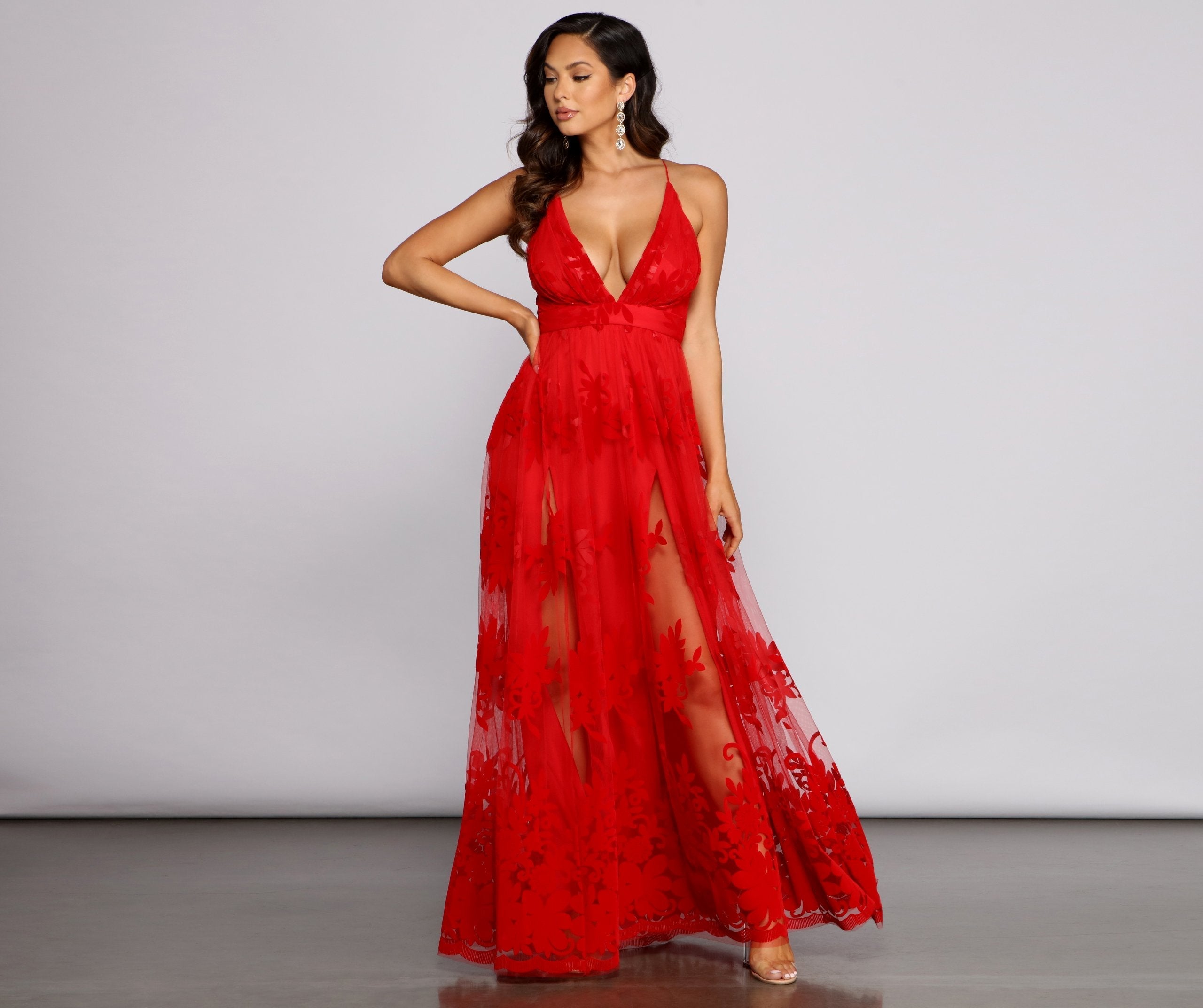 Morgan – Formelles Kleid aus beflocktem Samt