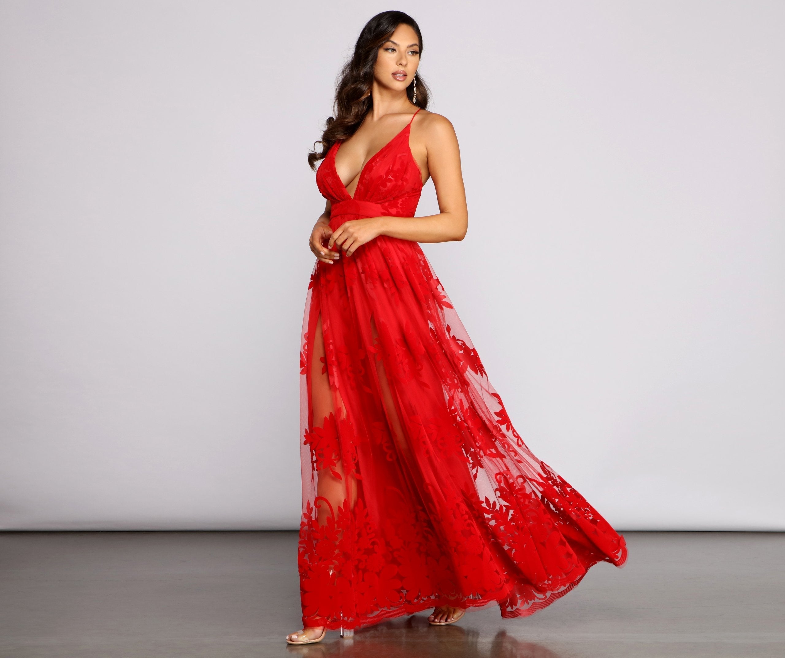 Morgan – Formelles Kleid aus beflocktem Samt