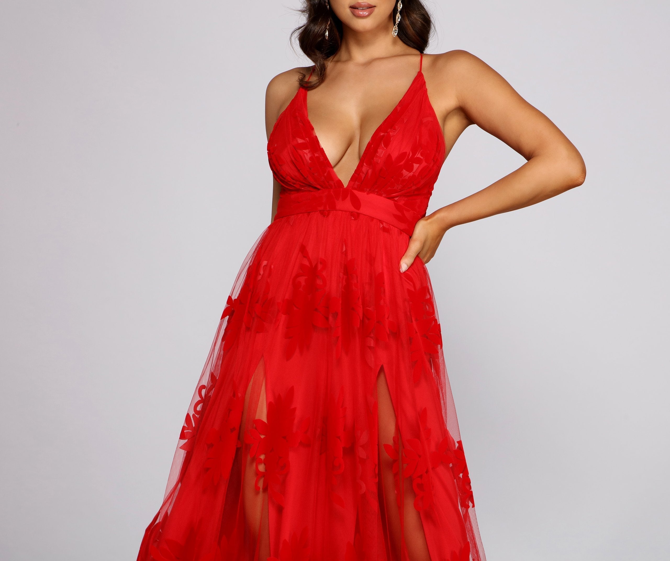 Morgan – Formelles Kleid aus beflocktem Samt