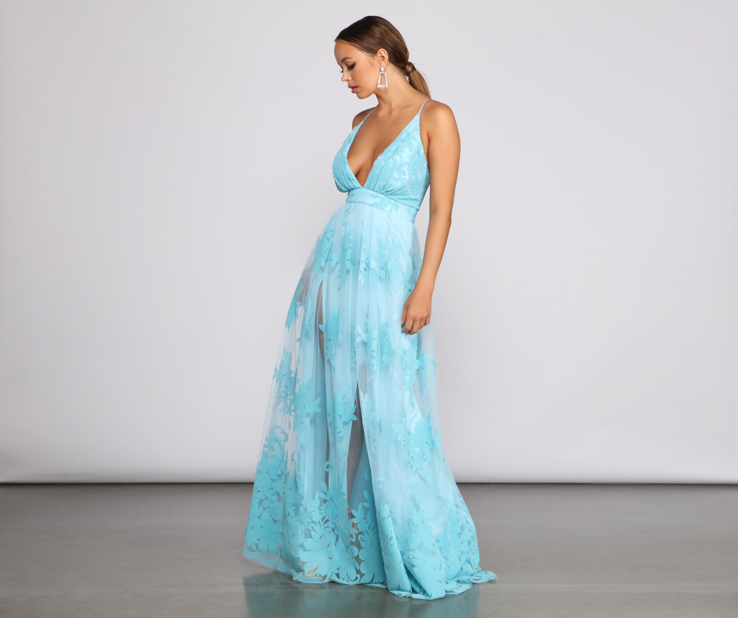 Morgan – Formelles Kleid aus beflocktem Samt