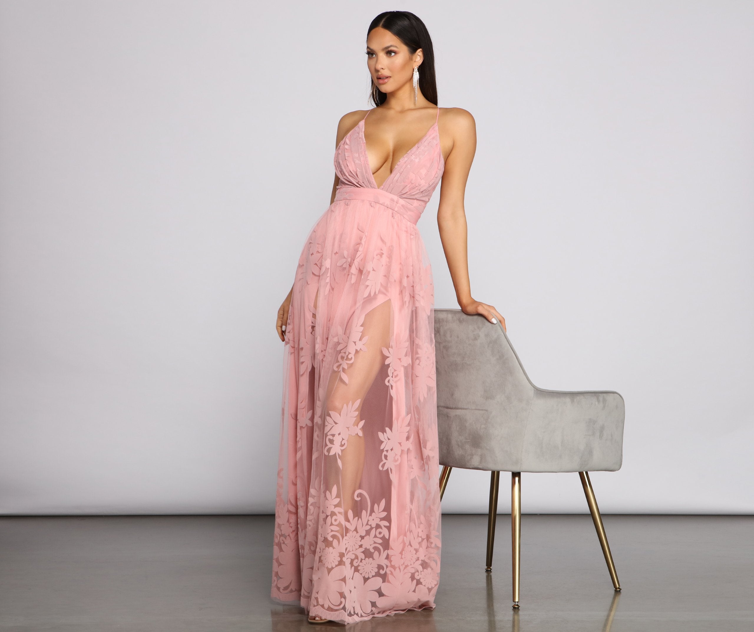 Morgan – Formelles Kleid aus beflocktem Samt