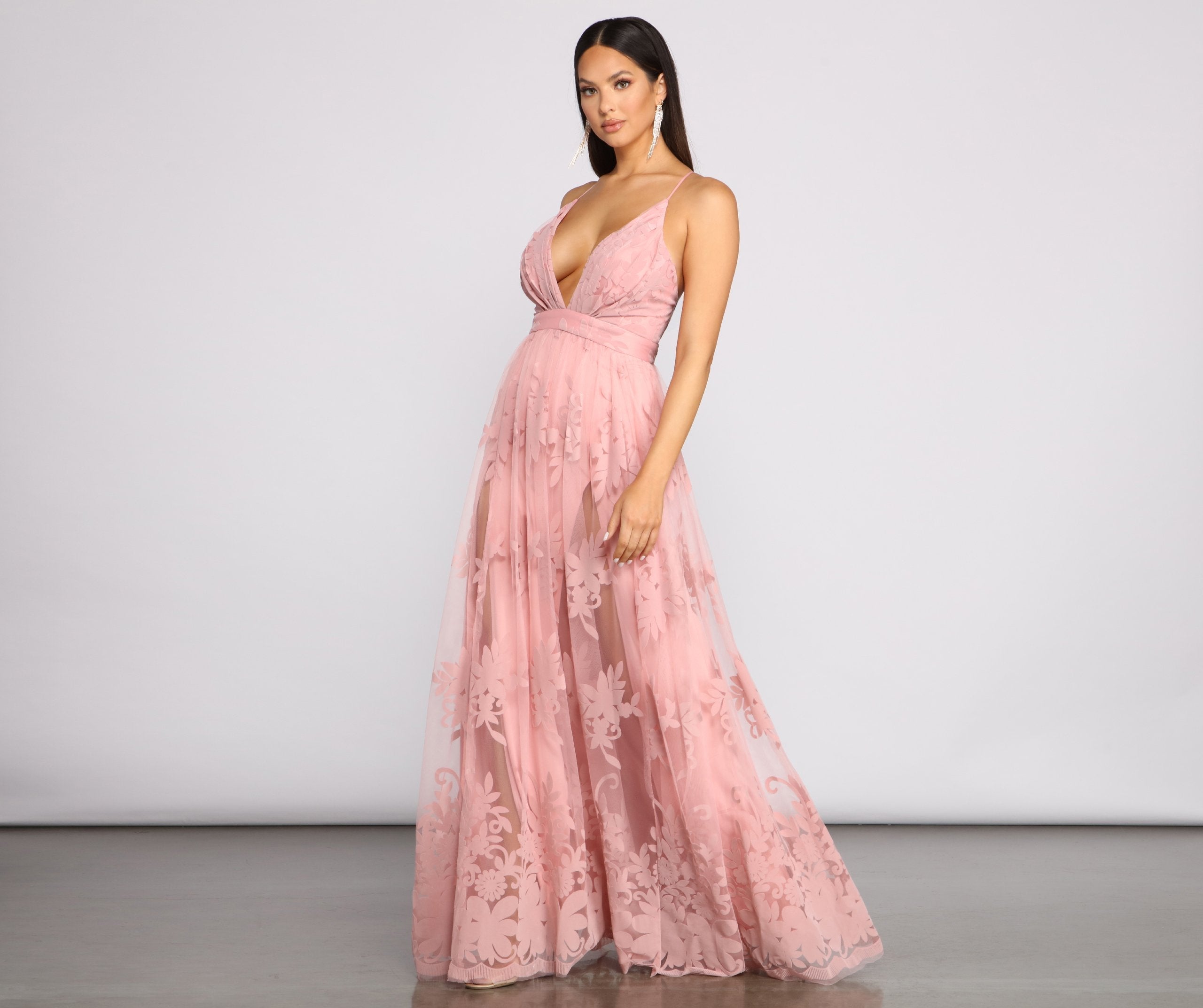 Morgan – Formelles Kleid aus beflocktem Samt