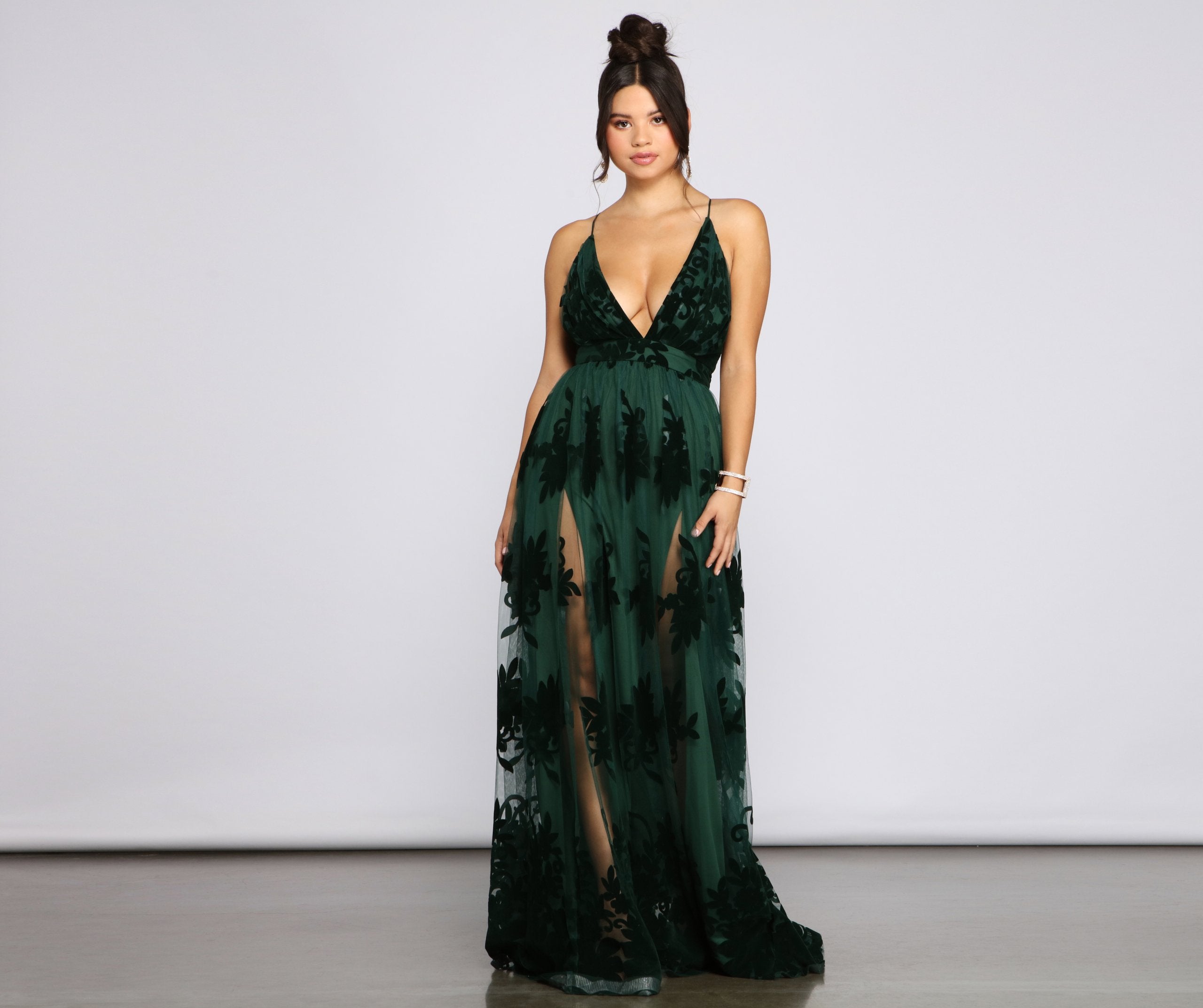Morgan – Formelles Kleid aus beflocktem Samt