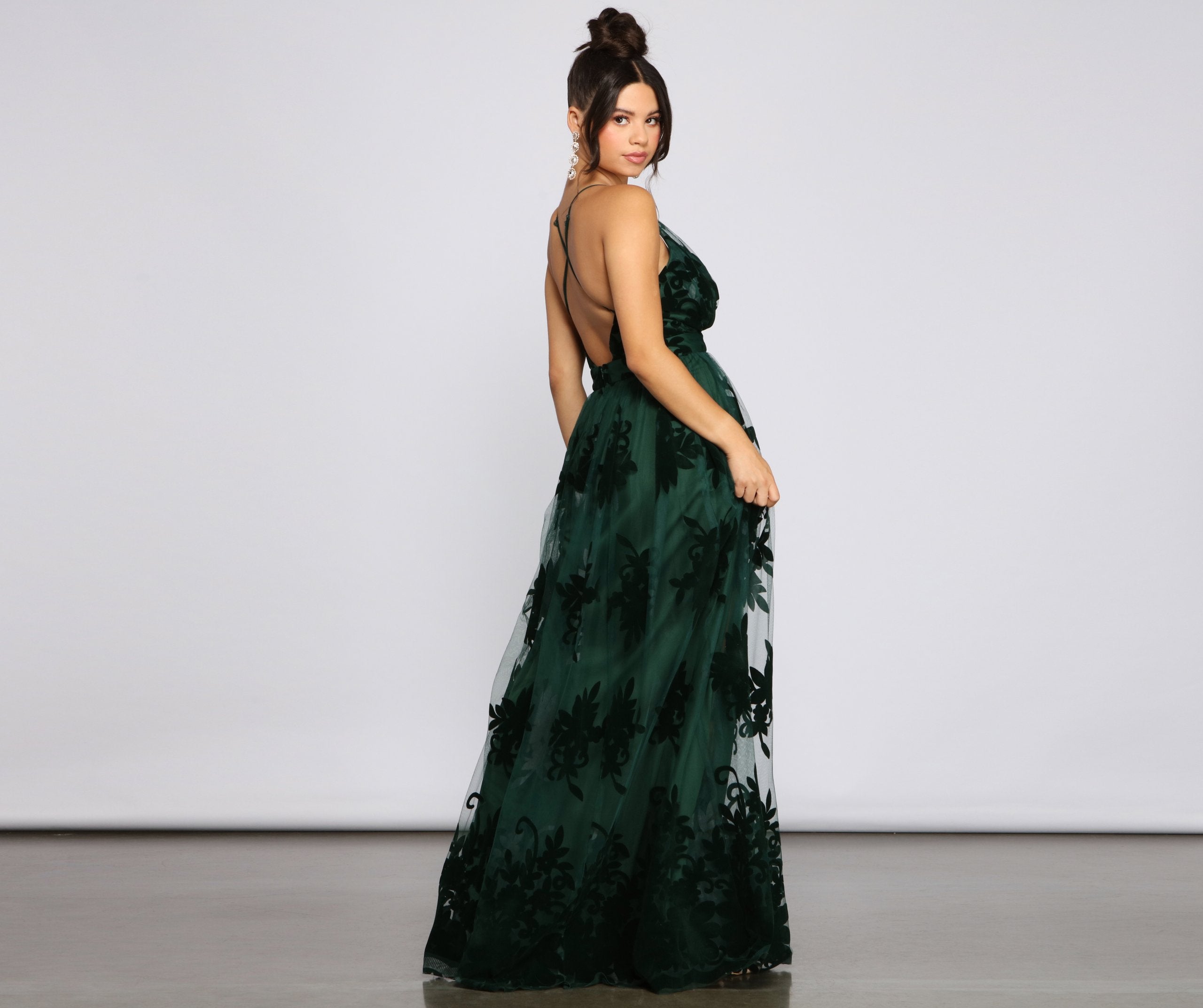Morgan – Formelles Kleid aus beflocktem Samt