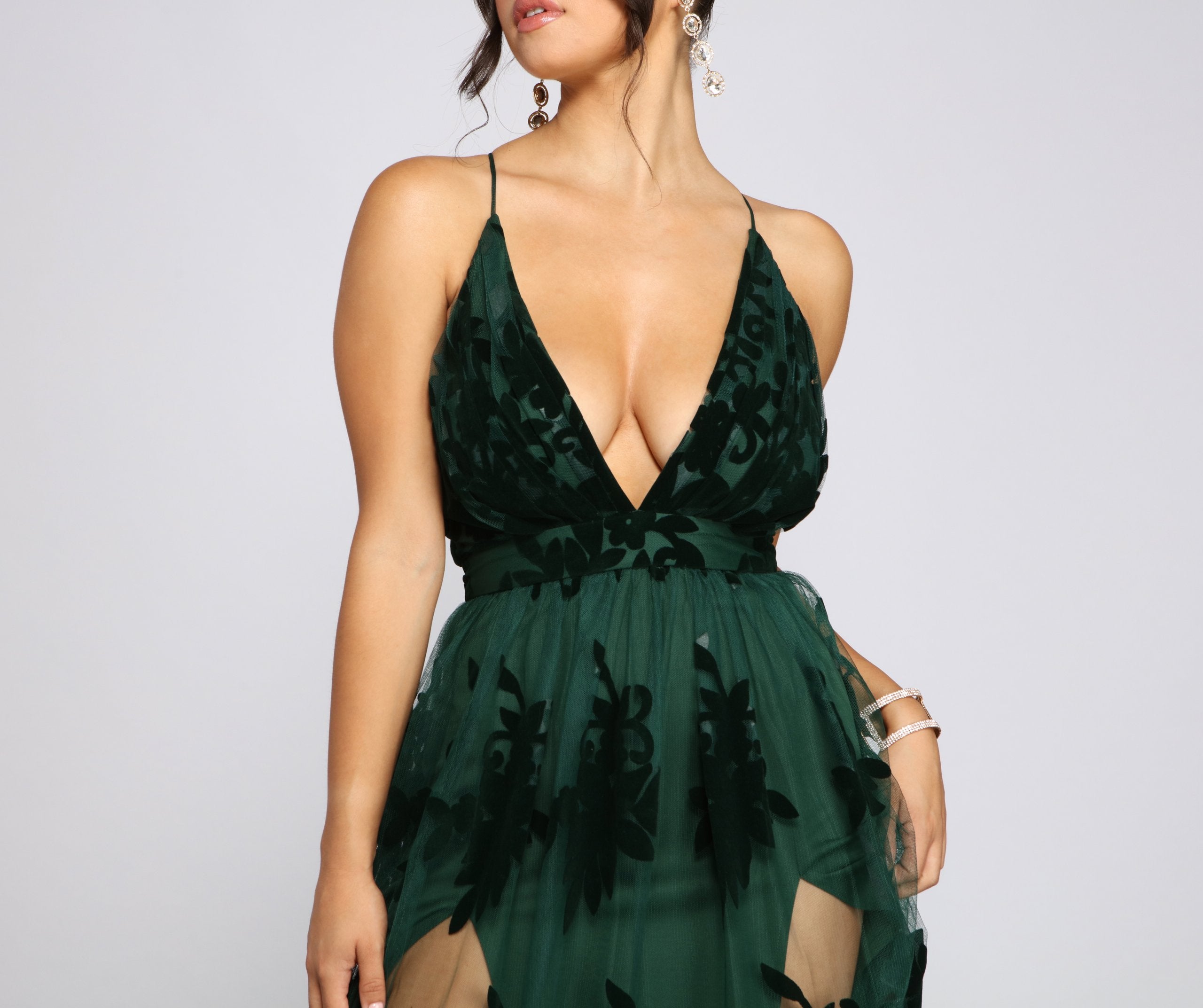 Morgan – Formelles Kleid aus beflocktem Samt