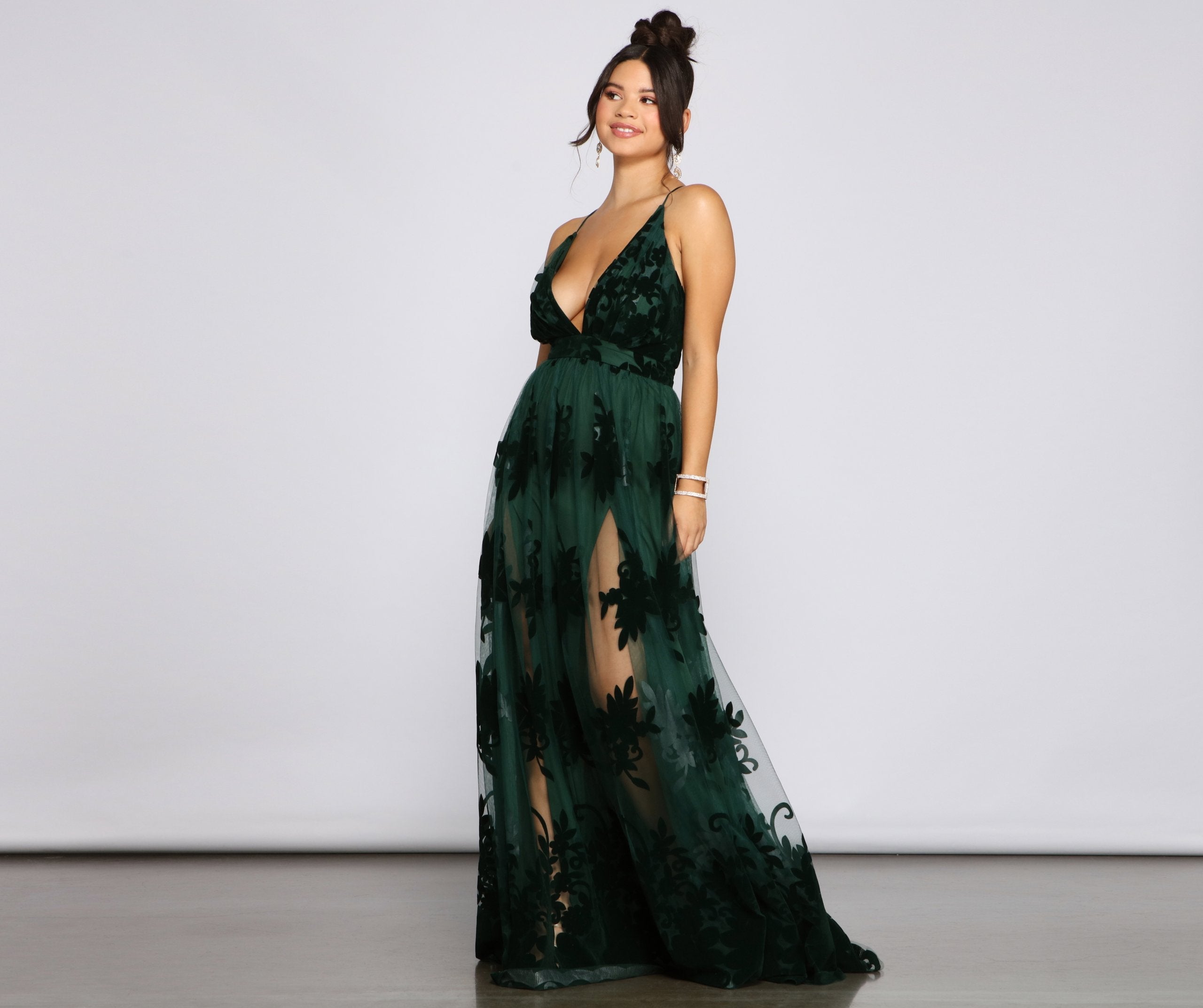 Morgan – Formelles Kleid aus beflocktem Samt