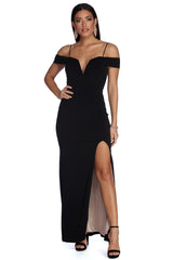 Vestido formal Mallory con hombros descubiertos