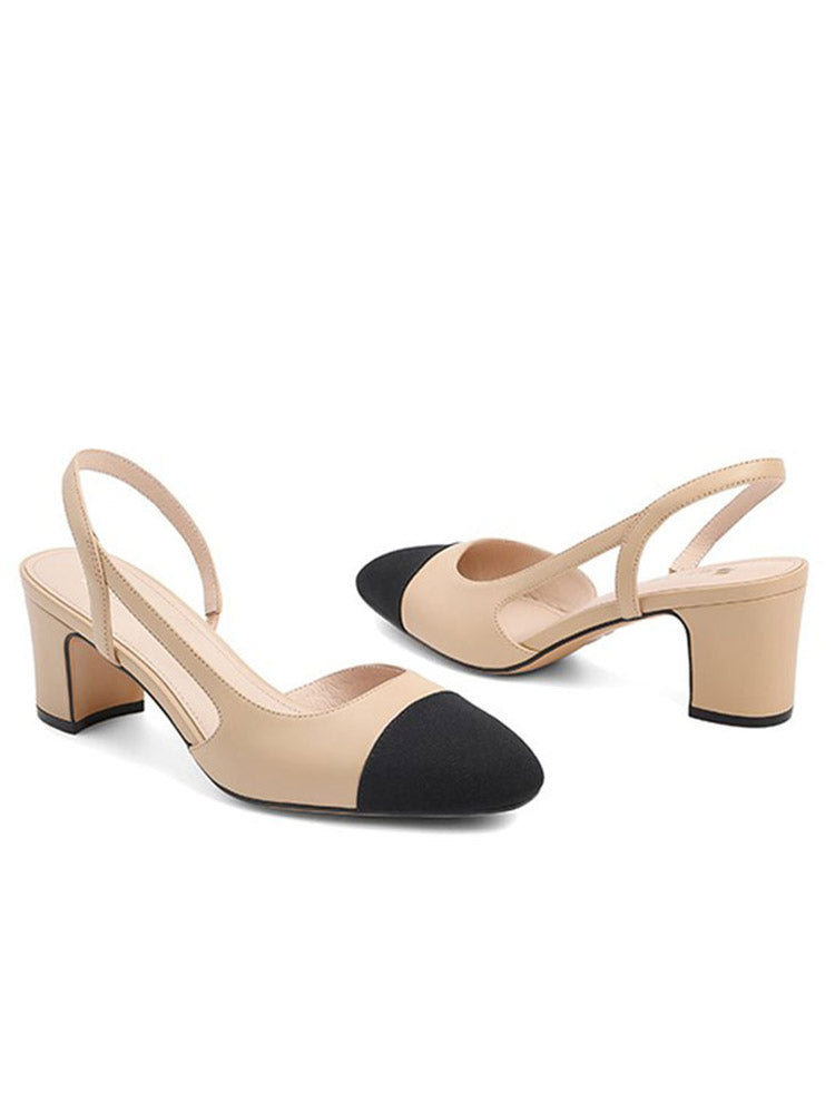 Slingback-Sandalen mit klobigem Absatz und spitzer Zehenpartie