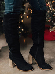 Botas de tacón grueso de ante sintético