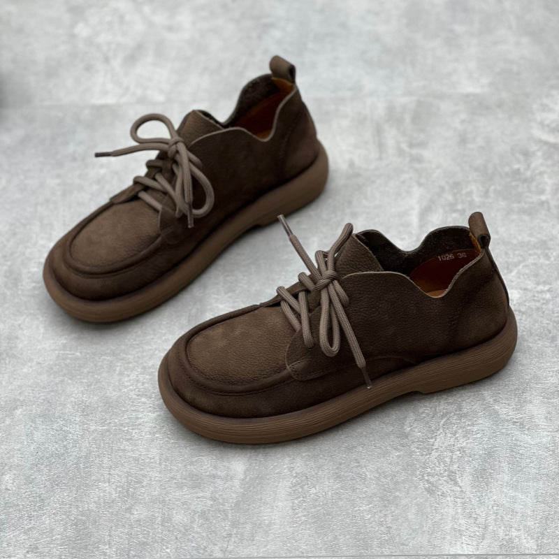 Zapatos planos Oxford de cuero con cordones hechos a mano