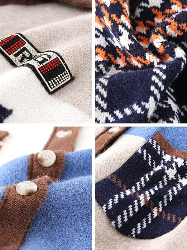Strickjacke im Retro-Farbblock-Stil