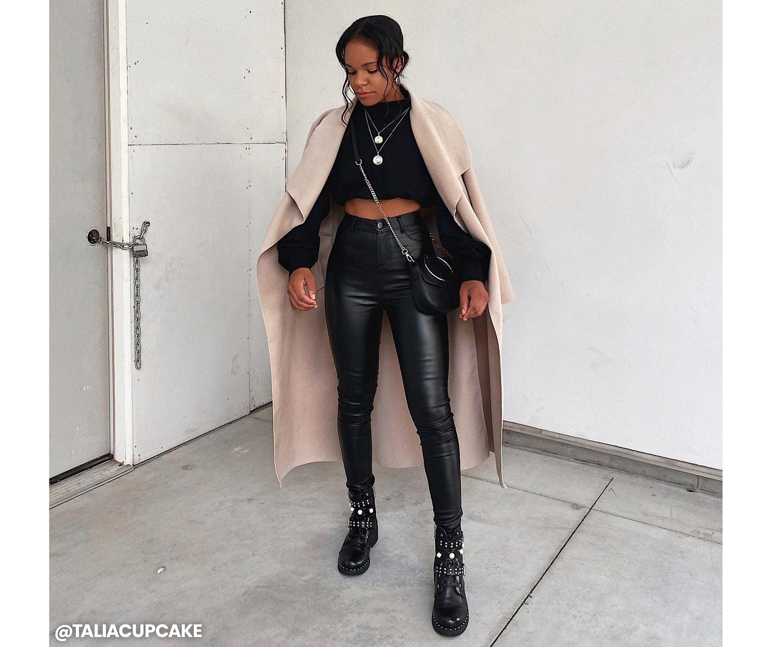 High Waist Faux Leather Skinny Pants insstreet