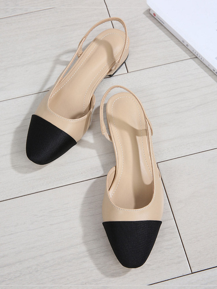Slingback-Sandalen mit klobigem Absatz und spitzer Zehenpartie