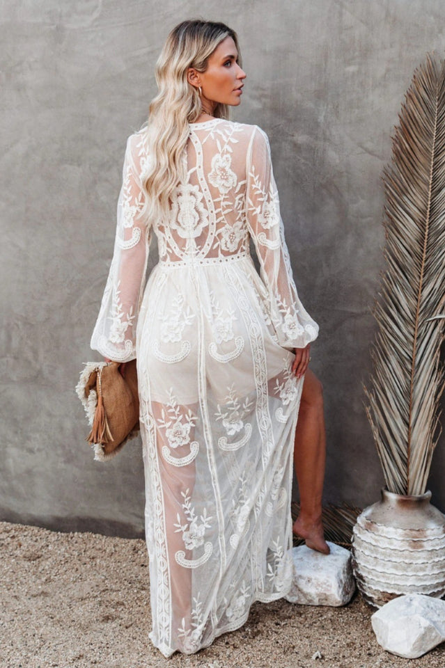 Vestido largo de encaje bohemio