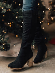 Botas de tacón grueso de ante sintético