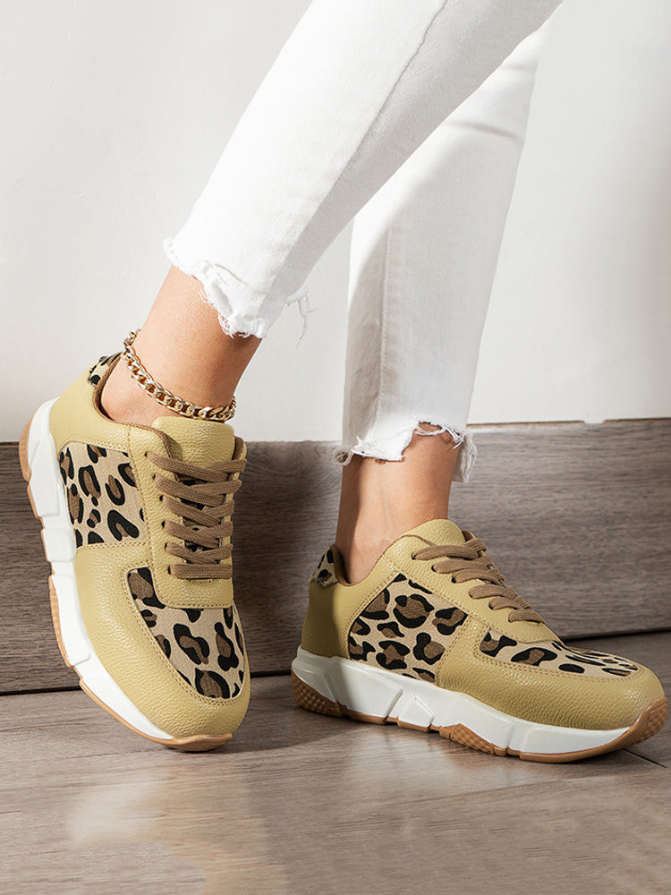 Zapatillas deportivas casuales de leopardo de PU