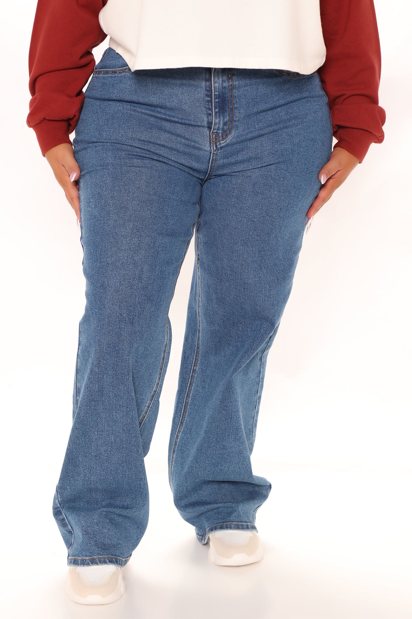 Sweet Love Straight Leg Jeans - Mittelblaue Waschung
