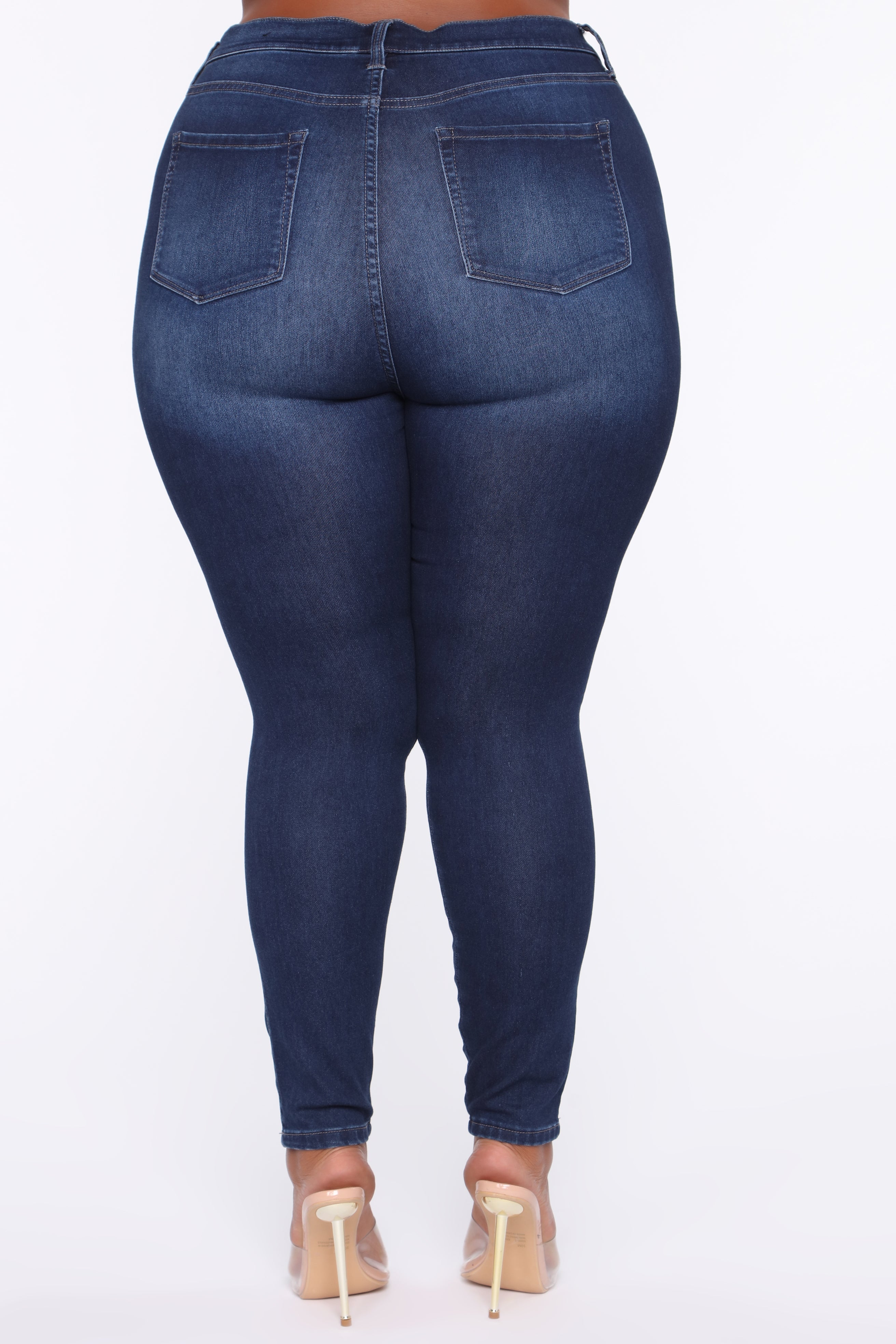 Swing My Way – Skinny Jeans mit hohem Bund – Mittelblaue Waschung