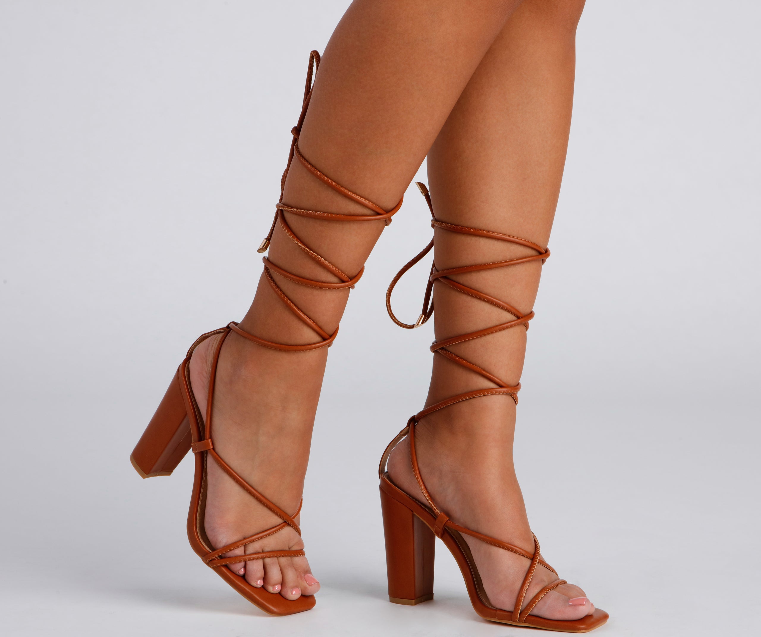 Stylish Babe Lace-Up Block Heels Newgew