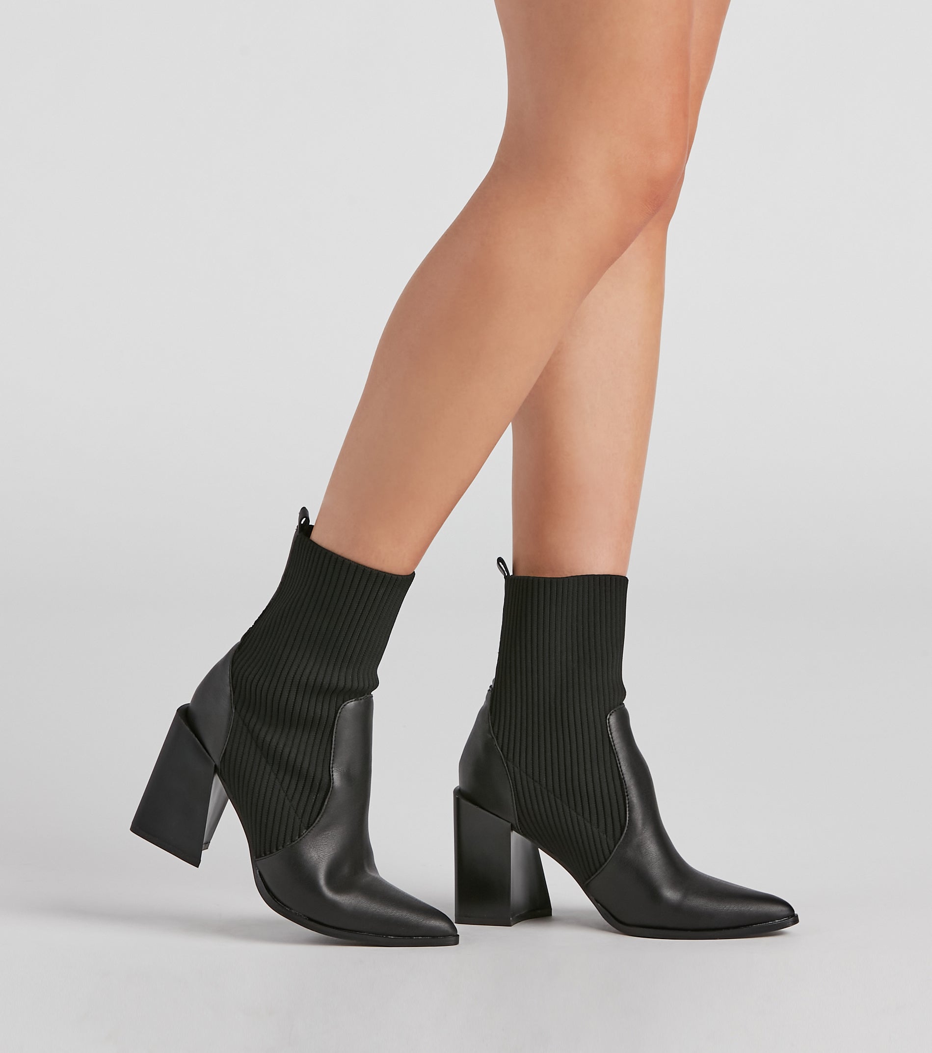 Walking Knit Style Block Booties Newgew