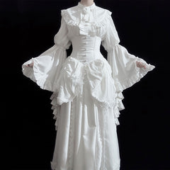 Lace Flower Shirt Skirt Set