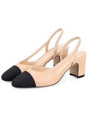 Slingback-Sandalen mit klobigem Absatz und spitzer Zehenpartie