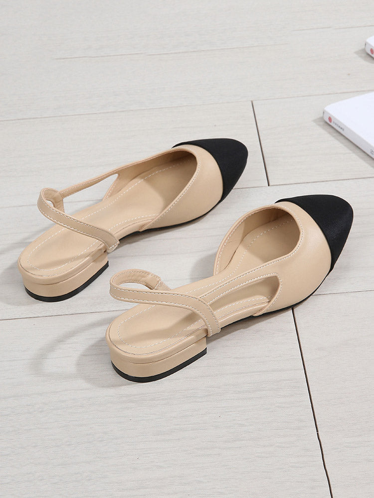 Slingback-Sandalen mit klobigem Absatz und spitzer Zehenpartie