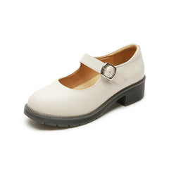 Mary Janes Schuhe, klobige Uniform-Abendschuhe aus Leder