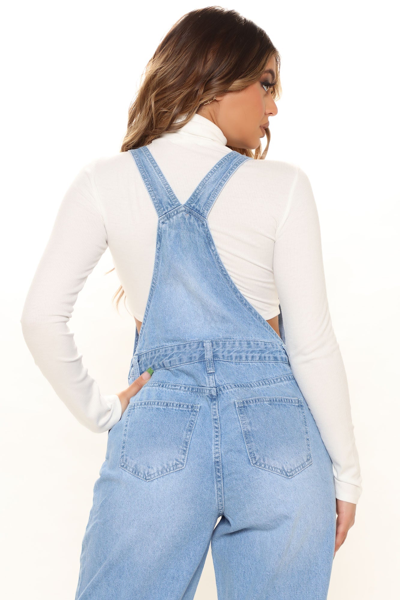 Keep It Loose Wide Leg Denim Overalls - Medium Blue Wash Ins Street