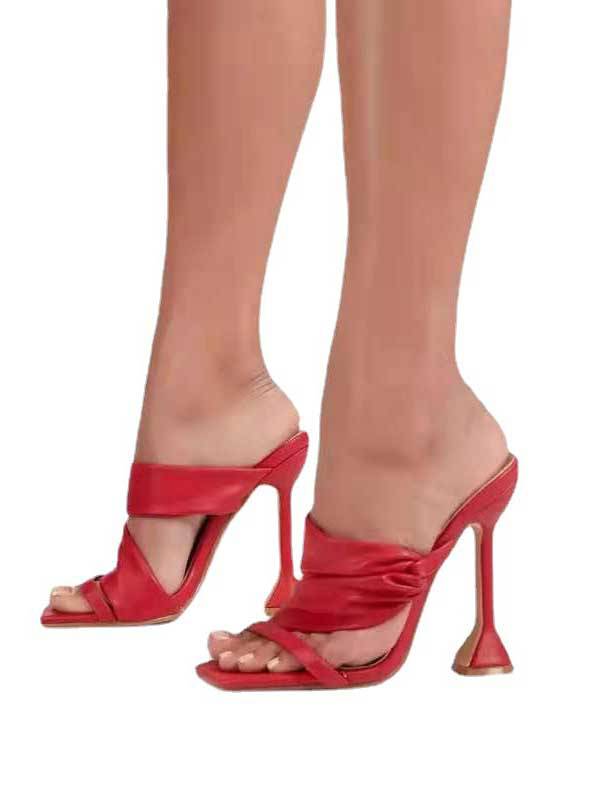 PU-Sandalen mit quadratischer Zehenpartie