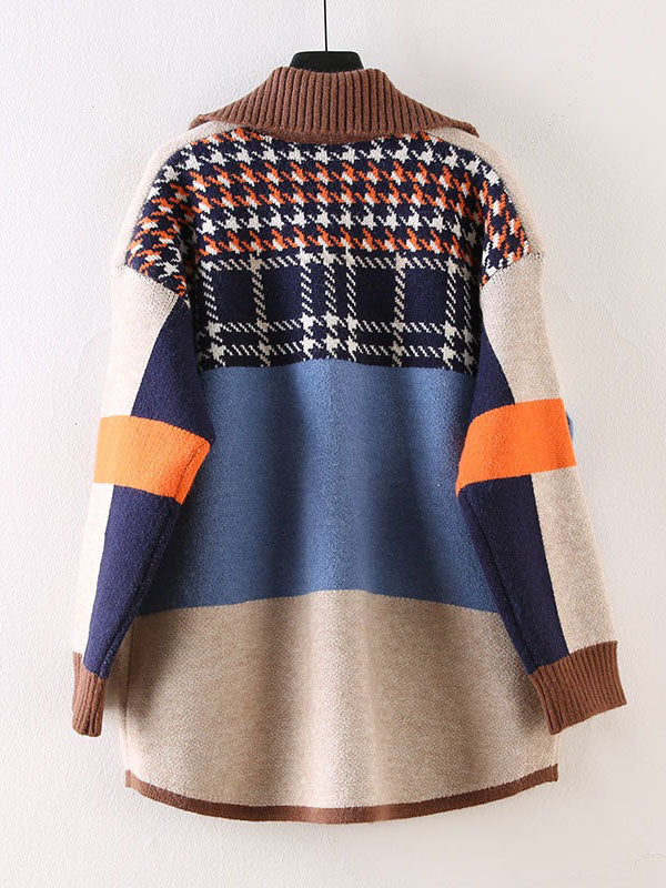 Strickjacke im Retro-Farbblock-Stil