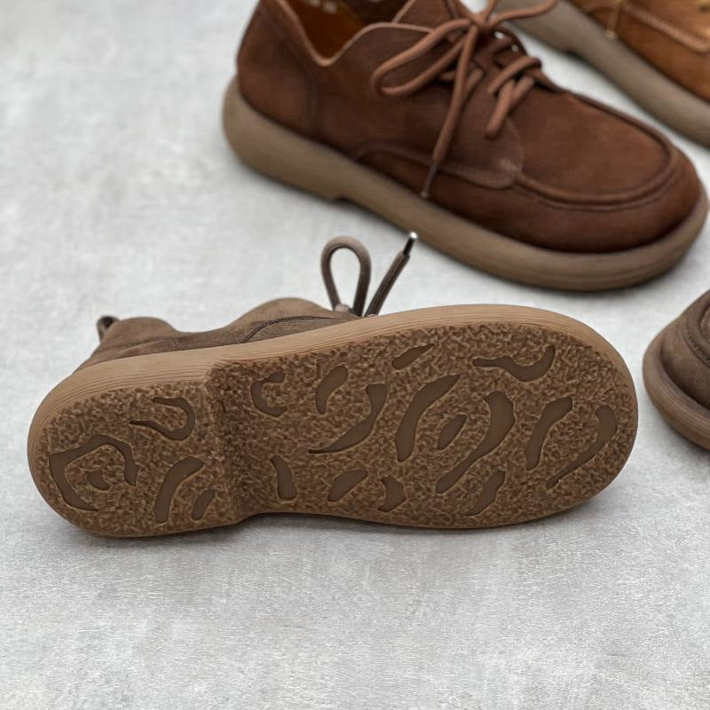 Zapatos planos Oxford de cuero con cordones hechos a mano