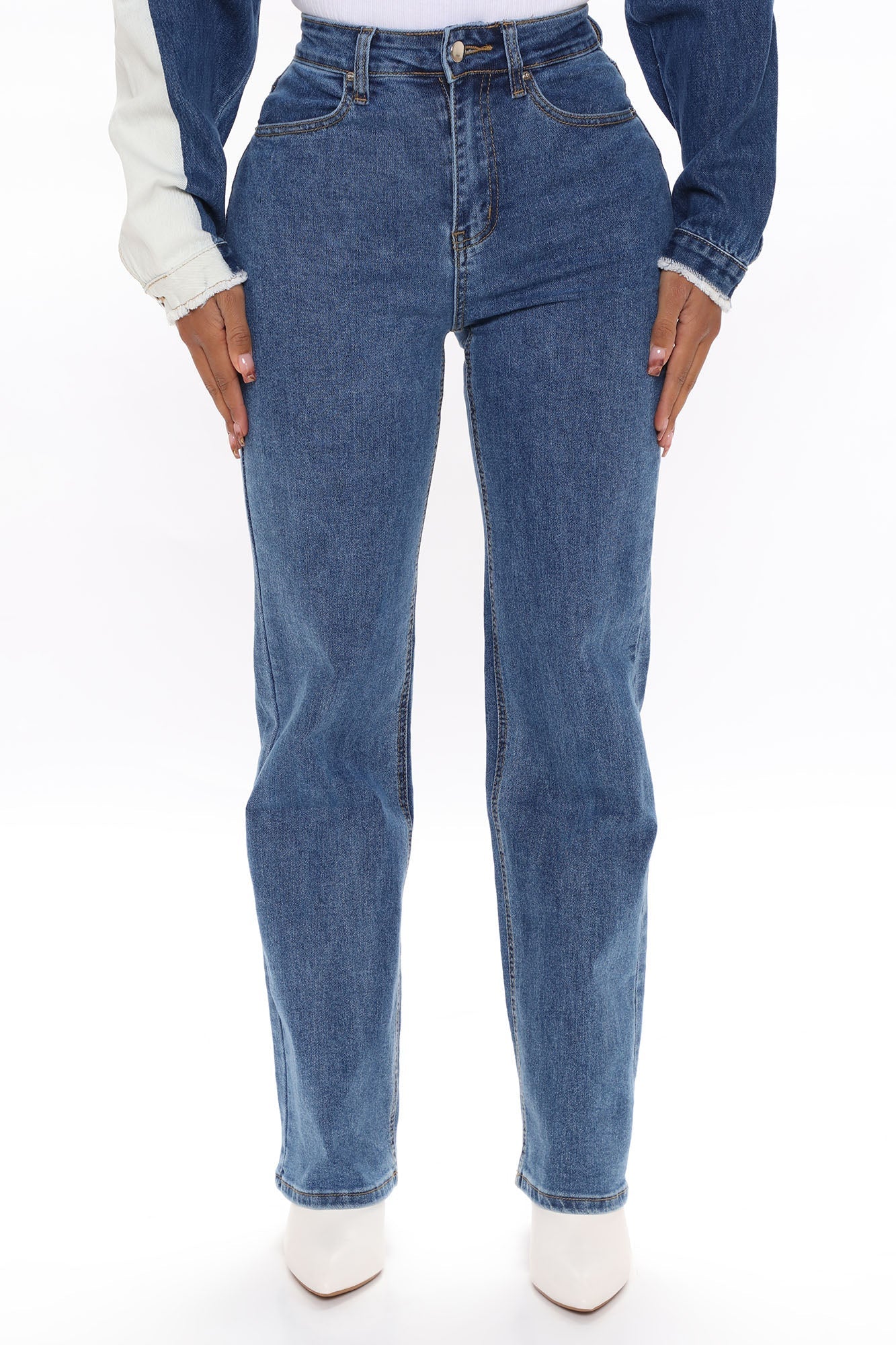 Sweet Love Straight Leg Jeans - Mittelblaue Waschung