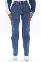 Sweet Love Straight Leg Jeans - Mittelblaue Waschung