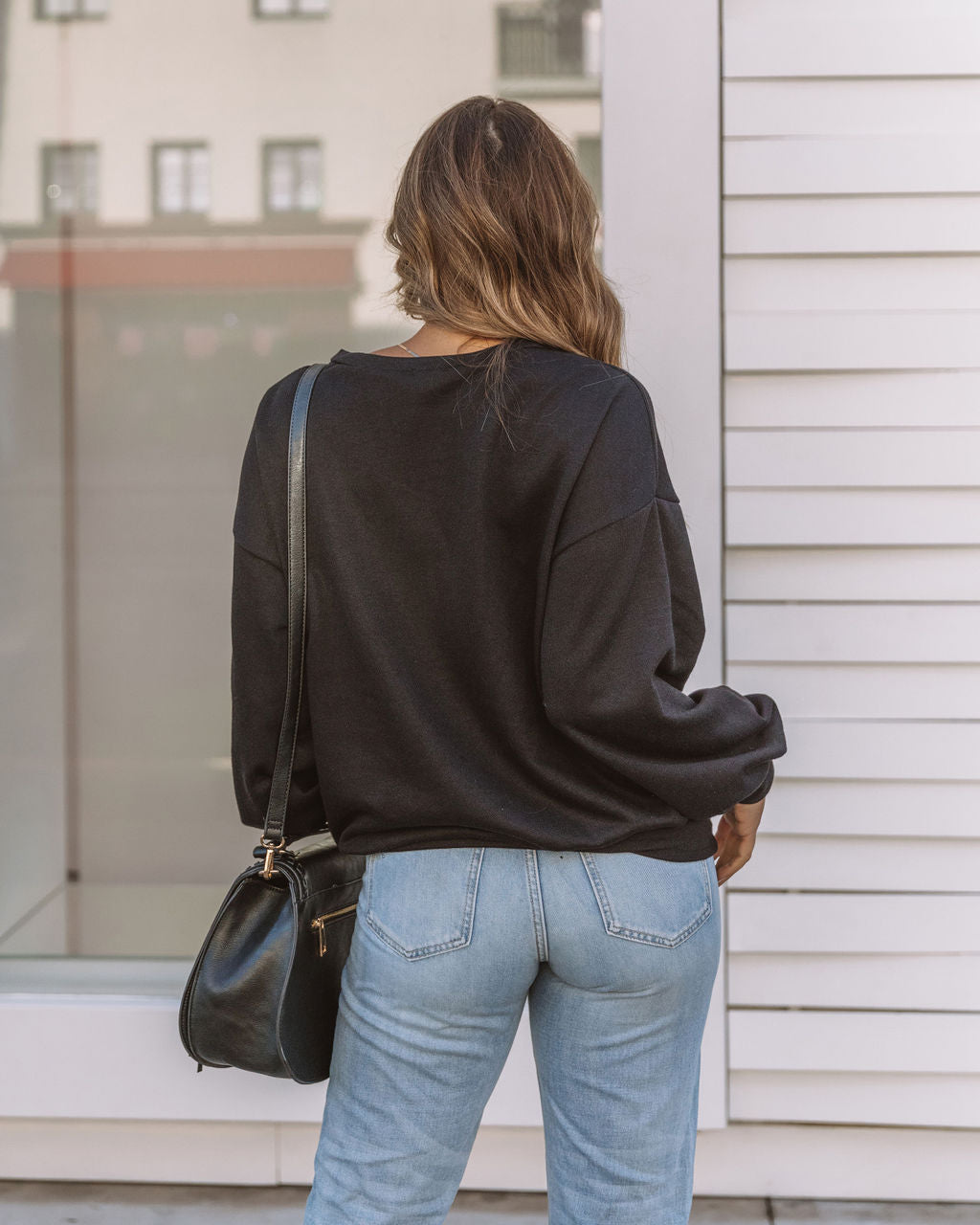 Pullover aus Baumwollmischung mit lächelndem Herzen - Schwarz