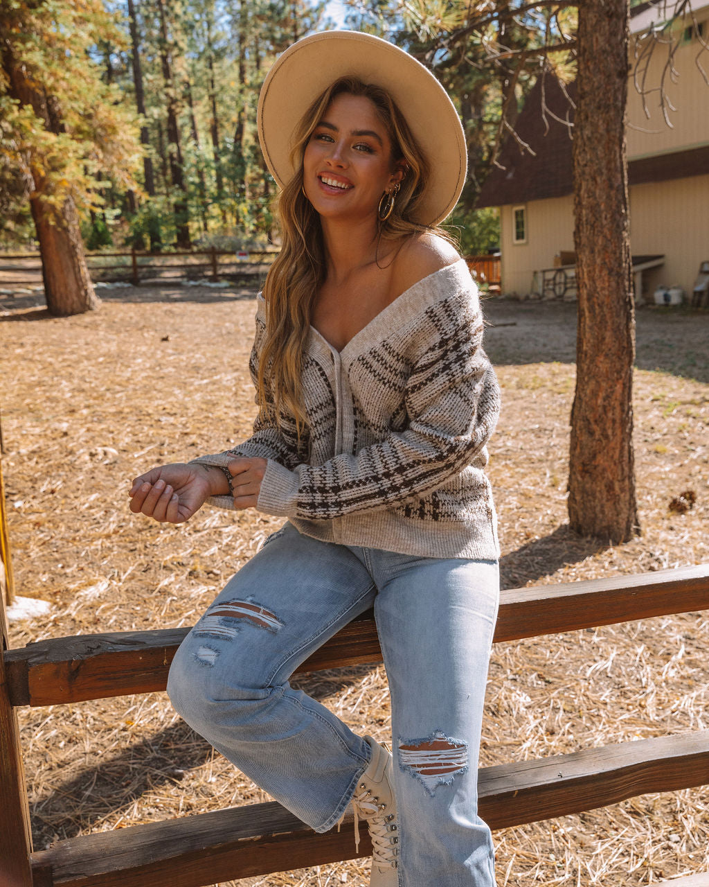 Torrington – Karierte Strickjacke mit Taschen und Knopfleiste vorne