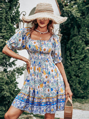 High Waist Printed Dress