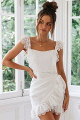Boho Lace Ruffle Mini Beach Dress