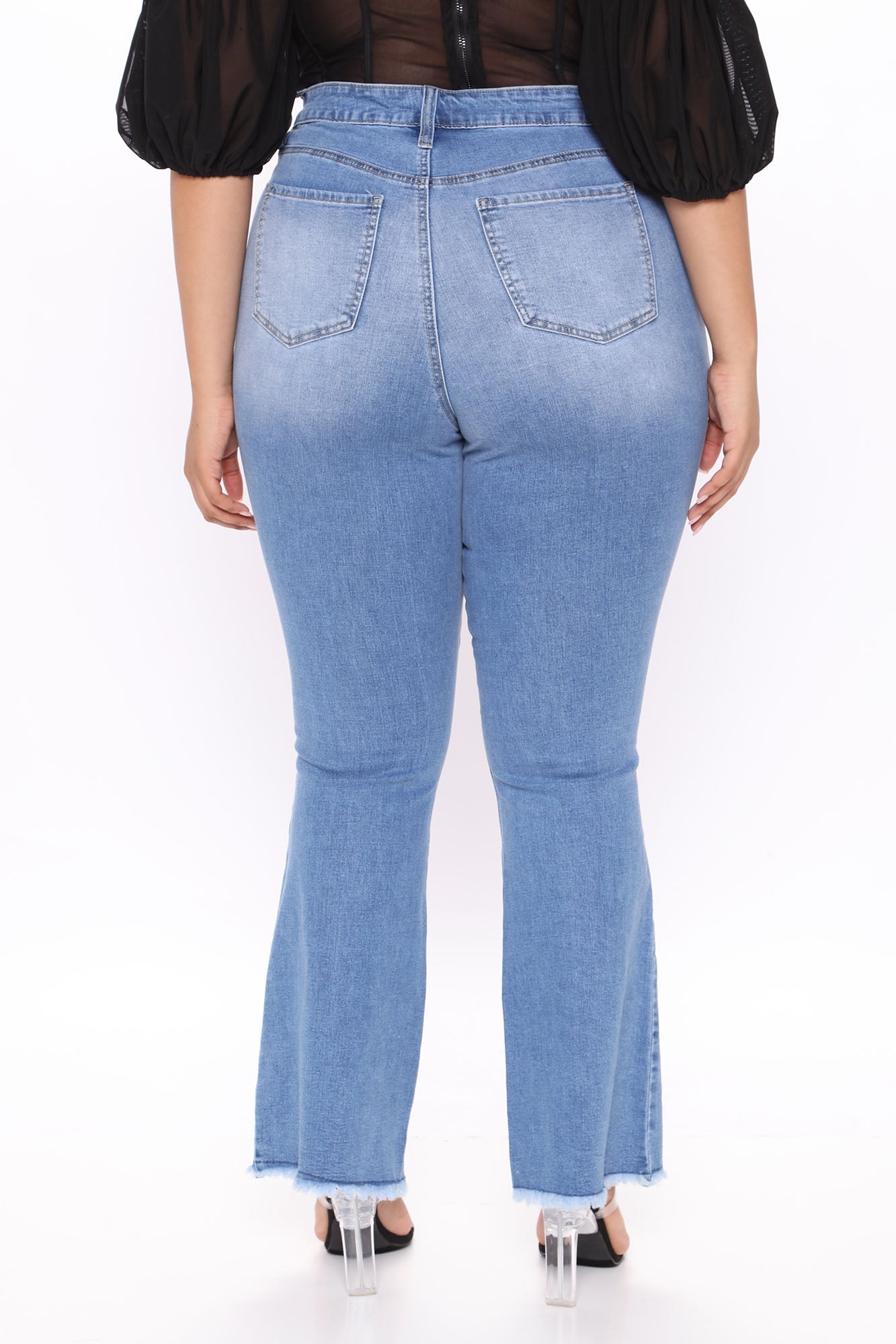 Nothing But The Best Flare Jeans - Medium Blue Wash Ins Street