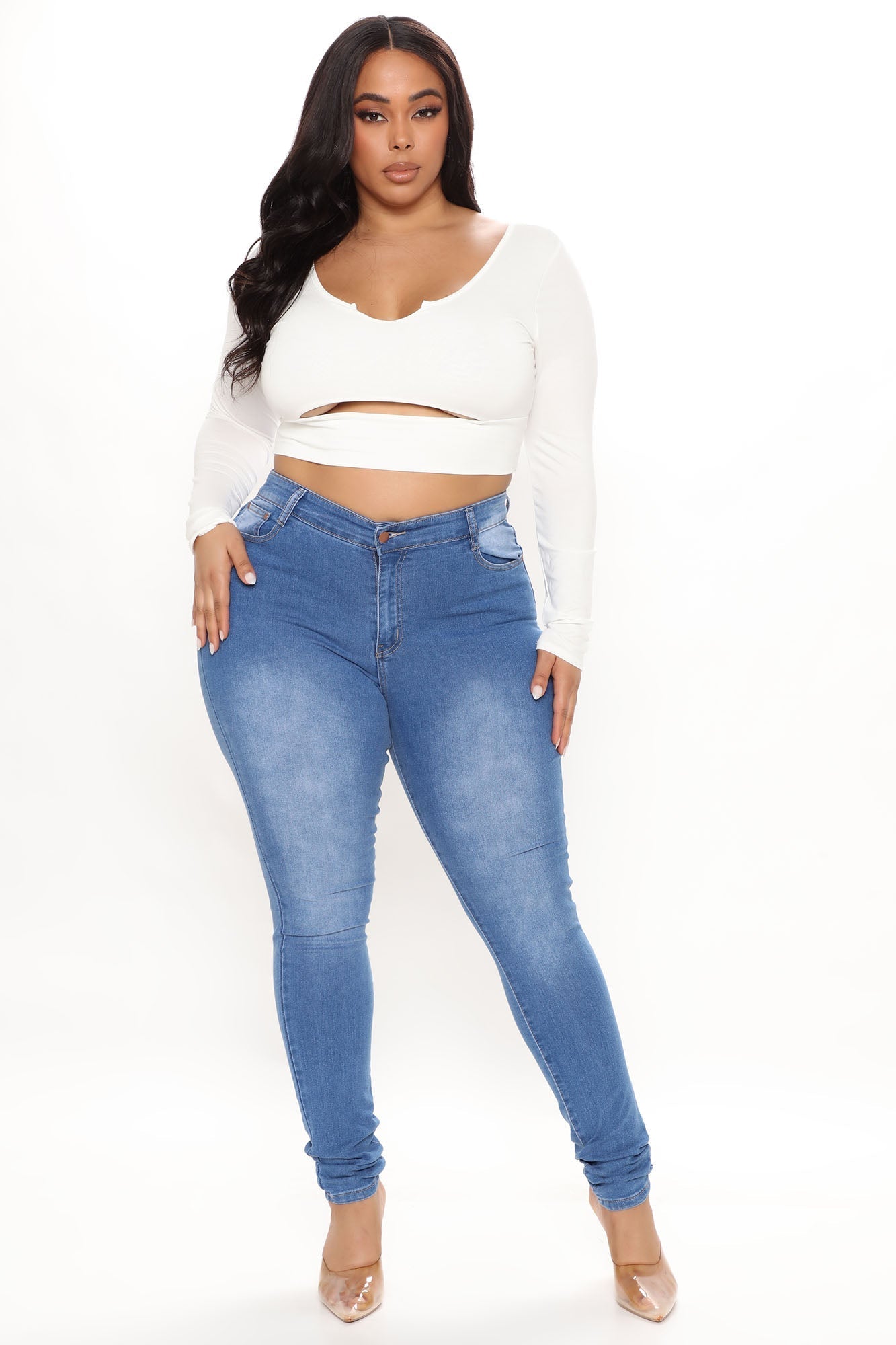 Tall All The Booty Zerrissene Skinny Jeans - Mittelblaue Waschung
