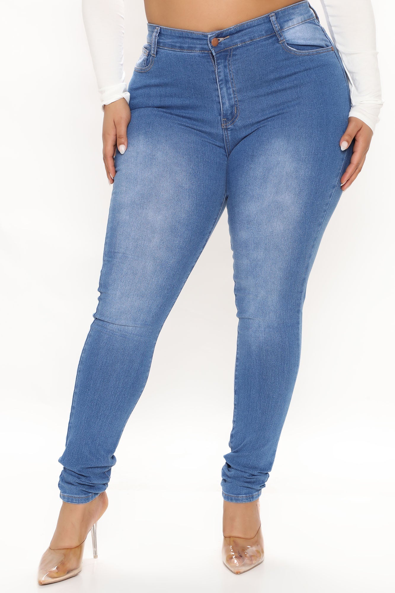 Tall All The Booty Zerrissene Skinny Jeans - Mittelblaue Waschung
