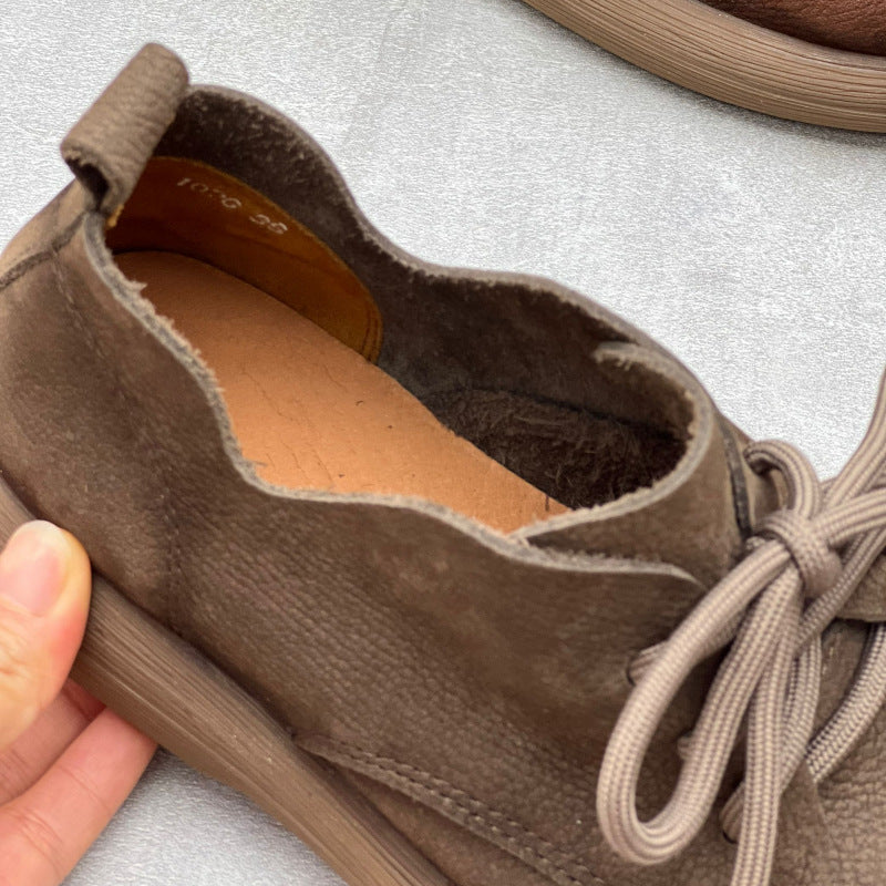 Zapatos planos Oxford de cuero con cordones hechos a mano