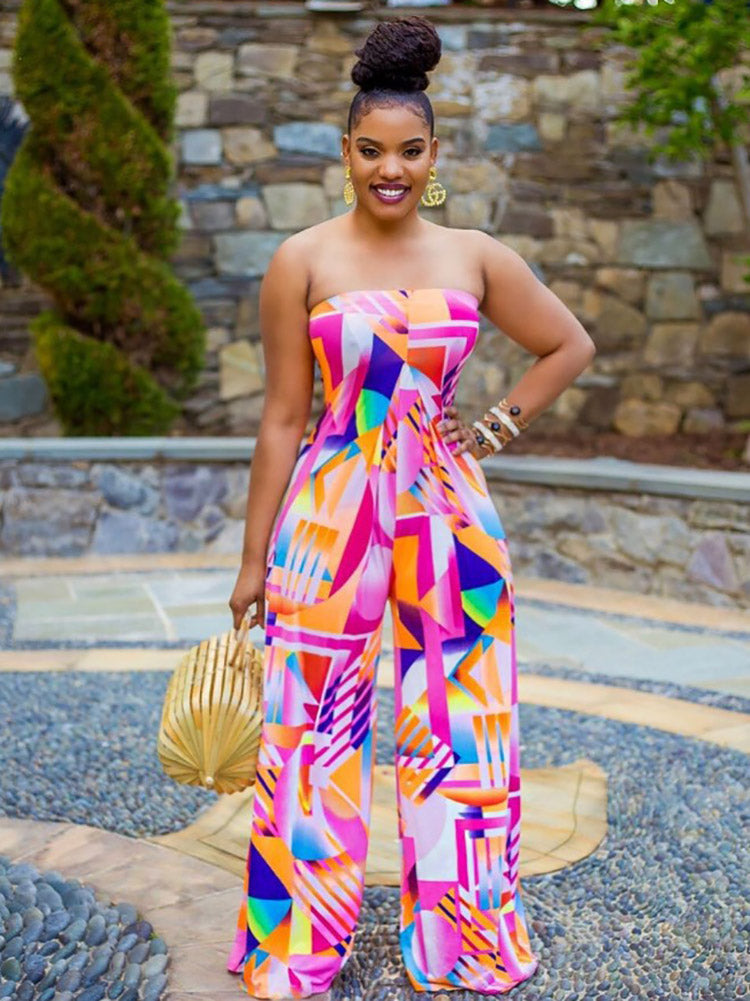 Bedruckter, gesmokten Jumpsuit